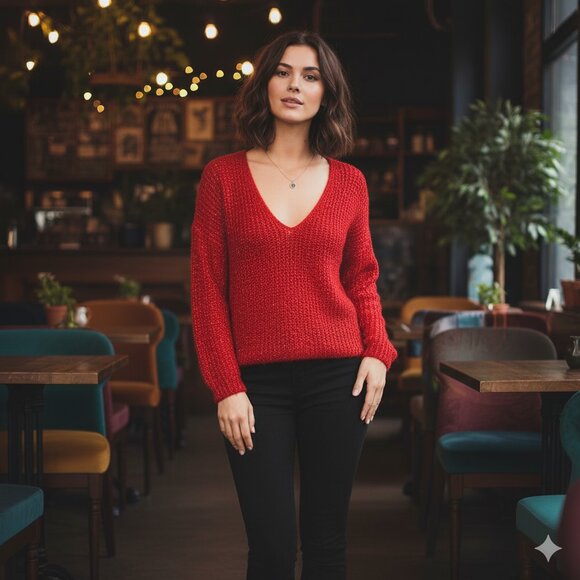 Chicos size 3 red knit sweater - Picture 1 of 12